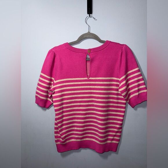 Anthropologie Maeve Womens Harmon Jacquard Striped Sweater Tee M NWOT Preppy - Picture 6 of 10